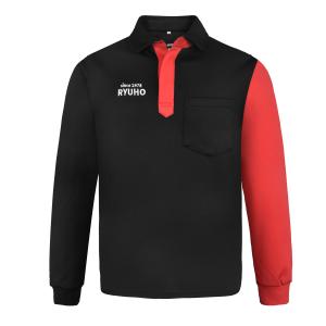 China 180G 100 Polyester Long Sleeve T-SHIRT &amp; POLO Red Contrast Black With Embroidery factory