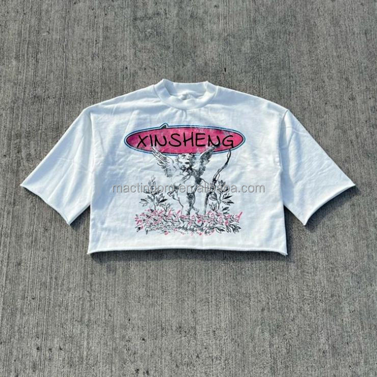Men's Colorful Streetwear DTG Printing Crew Neck Short Sleeve Box Fit Cropped T-Shirt