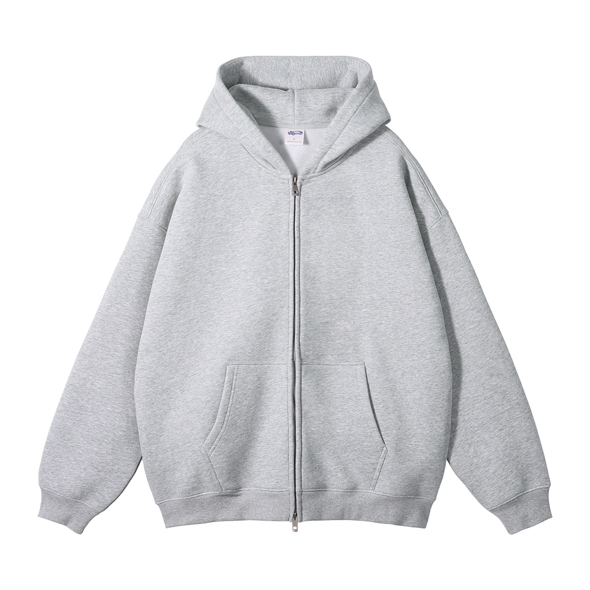 Autumn Winter Suede 350G Double Head Zipper Hoodie Cardigan Zip Neck Collar Sweatshirt