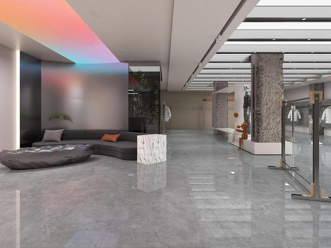 Gray Scratch-Resistant Grade AAA 1200x1200x9mm Exterior Wall Polished Glazed Porcelain Tile For Living Room And Office