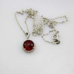 Sterling Silver Cable Chain 10mm Blue Topaz Cubic Zircon Pendant Necklace