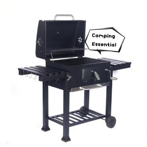 China Industrial Metal Charcoal Barbeque Trolley Grill with Tabletop in Chrome Plated Finish factory
