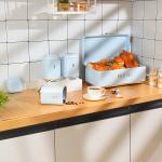 Party Occasion Square Metal Bread Bin Set , Stainless Steel Kitchen Bread Box