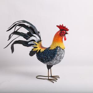 China Colorful Metal Rooster Animal Garden Ornaments Realistic Decorations factory