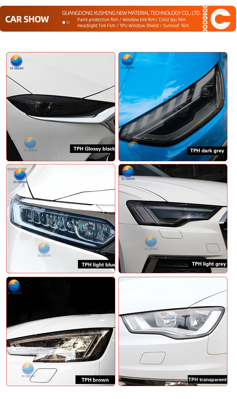 Smoky Black PPF 7.5mil Self-Healing TPU Headlight Tint Film Anti Small Scratches Protect TPU Car Lamp Tint Film