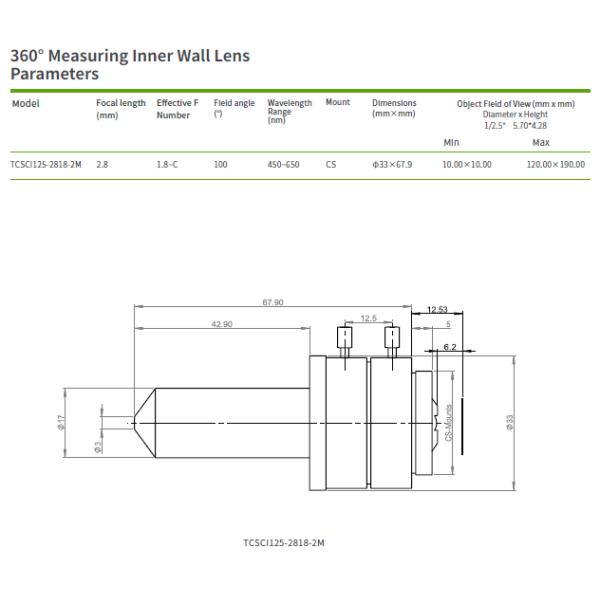 360° Measuring Inner Wall Lens / Inner Surface Lenses 5-60mm WD