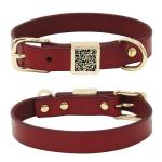 Engraved Alloy Square Collar Leash Harness Set Cowhide Collar Dog Collar