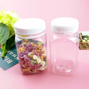 China Sticker Label PET 12 Oz Square Plastic Bottles With Lid Tamper Proof factory