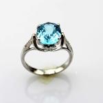 Fashion Jewelry 8mmx10mm Oval Blue Topaz Cubic Zircon 925 Silver Ring (R277)
