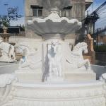 Marble Garden Fountain White Horse Statue Large Outdoor Decoration