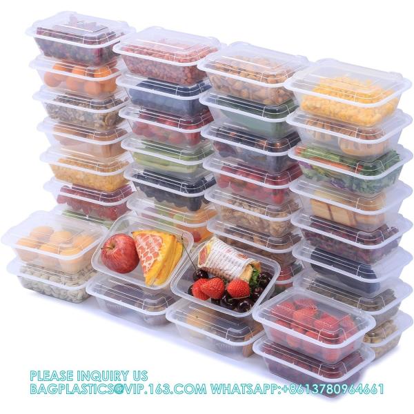 China Compartment 24 OZ Meal Prep Plastic Food Storage Containers Reusable Lunch Bento Box With Lids Spill Proof factory