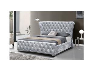 China Crushed Velvet Double Home Furniture Bed Frame With Buttons factory