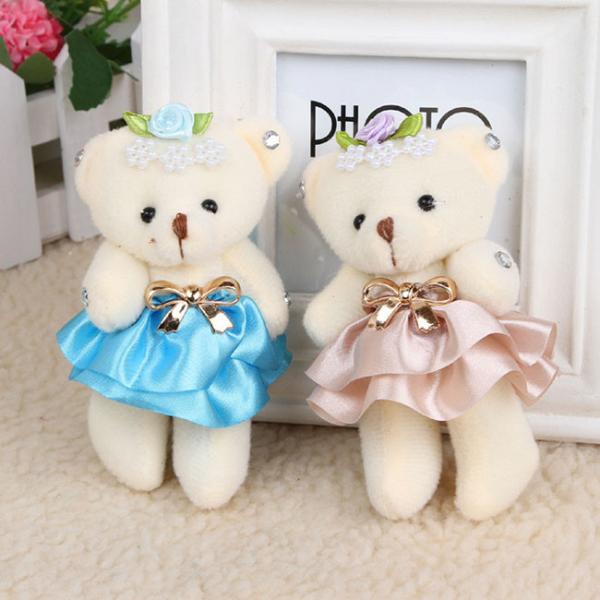 China plush key chain/plush joint bear with skirt&4-stringed Chinese lute key chain toy factory