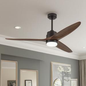 China Energy-Efficient &amp; Long-Lasting: 52-Inch Solid Wood Ceiling Fan with LED Lighting and Brushless DC Motor factory