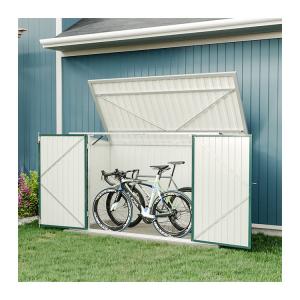 China Countyard Storage Shed AJUNION 7ft Steel Metal Bike Shed with Lockable Door and Air vent factory
