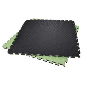 China Green Black 40*40inch Gym Foam Mat Exercise Floor Squares 2 Layers factory