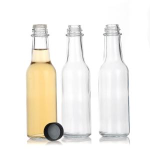 Woozy Square Glass Juice Bottles Empty Glass Ketchup Bottle 10Oz