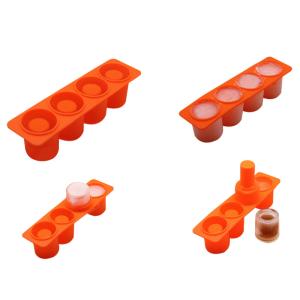China 4 Cubes Soft High Quality Silicone Ice Shot Glass Mold Colorful Fancy Ice Shot Cup Ice And Snack Maker factory