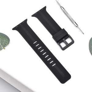 China 38 40mm 42 44mm Black Silicone Rubber Watch Strap Bands For Apple Watch factory