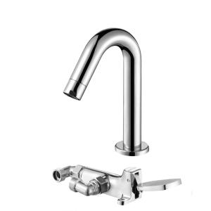 China Stepped-on Basin Faucet Pedal Control Cold Water Mixer Tap Chrome Washroom Factory Supply factory