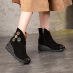 S489 Explosive Waterproof Platform Slope Heel Women'S Shoes Retro Handmade