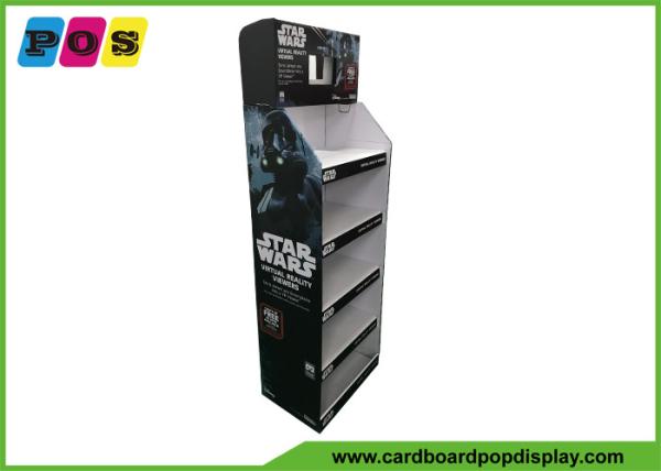 Five Shelves Cardboard Retail Display , 7 Inch LCD Screen Shop Display Stands
