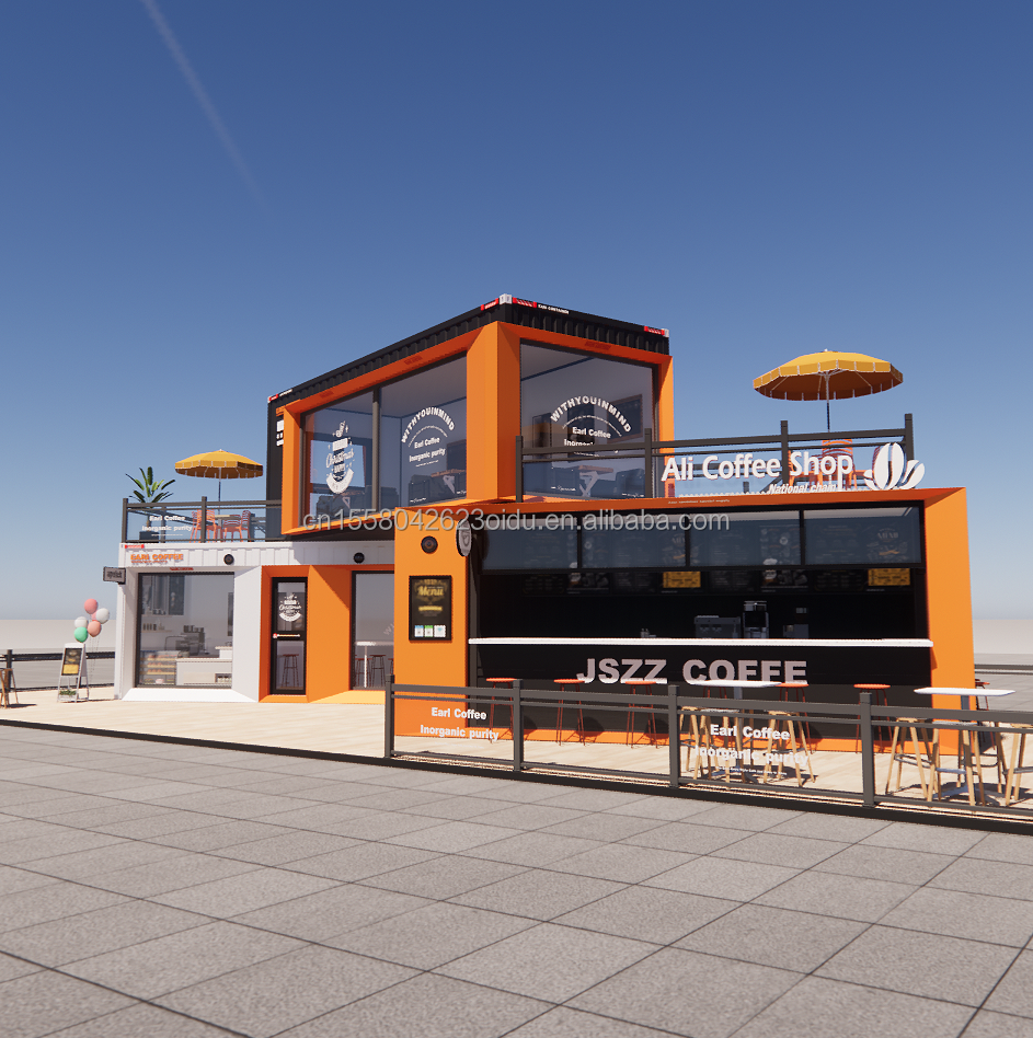 Modified Shipping Container Shop House Container Coffee Shop with Galvanized Steel Square Tubes