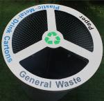 Perforated Metal Recycle Waste Bin , 3 Compartment Garbage Can For Patio Outdoor