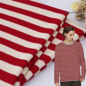 China Yarn Dyed Cotton Pique Fabric Wear Resisting 320g Stripe Combing Material factory