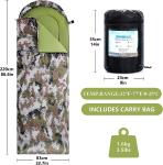 Camouflage Camping Sleeping Bag, Adults & Kids Seasons Warm Cold Weather Hiking