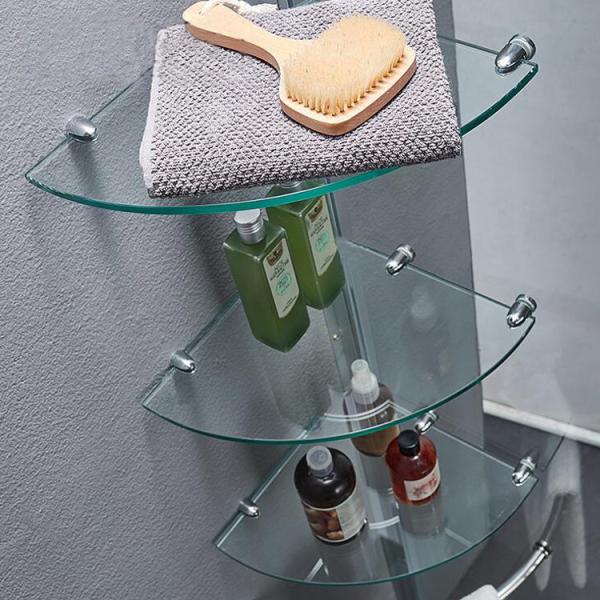 Stainless Steel Material Modern Design Style Bathroom Corner Glass Shelf for