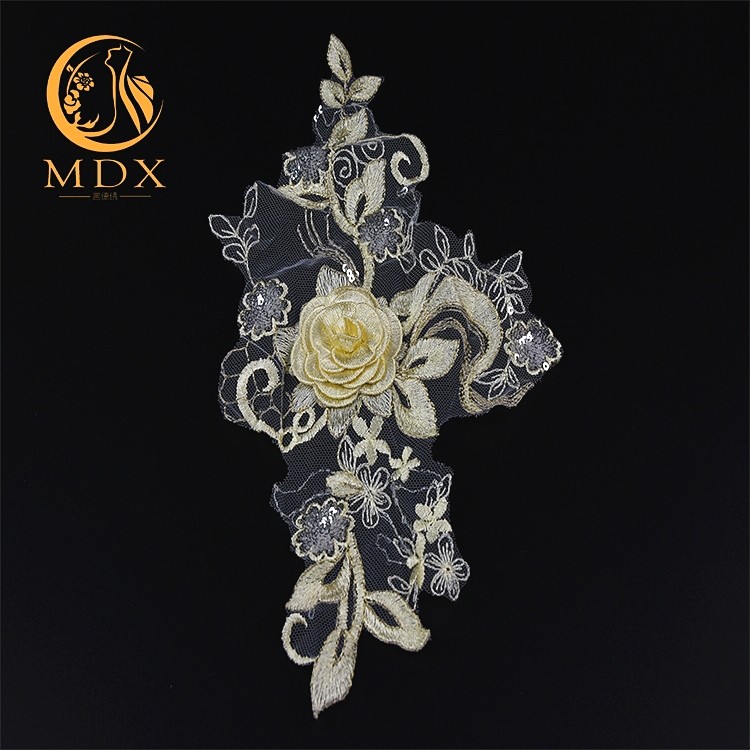 Decorative Polyester 3D Flower Lace Trim 25cm Width Handmade knitted Lace Edging