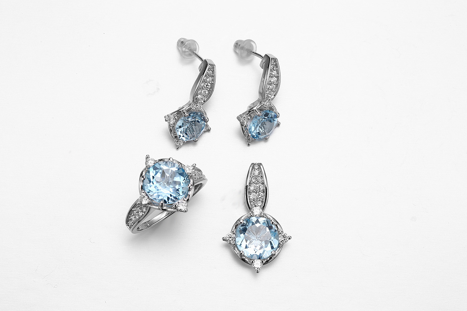 Round Blue Gemstone Rings With Rhodium Plating Womens 925 Silver Jewelry