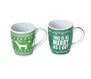 China Wholesale ceramic Festive red decal Christmas mug coffee mugs factory