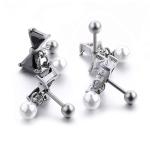 Canada style fashion piercing jewelry bowknot shape stud earring with pearl