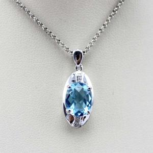 China 925 Silver 8mmx10mm Oval Blue Topaz Cubic Zirconia Pendant Jewelry ( P25) factory