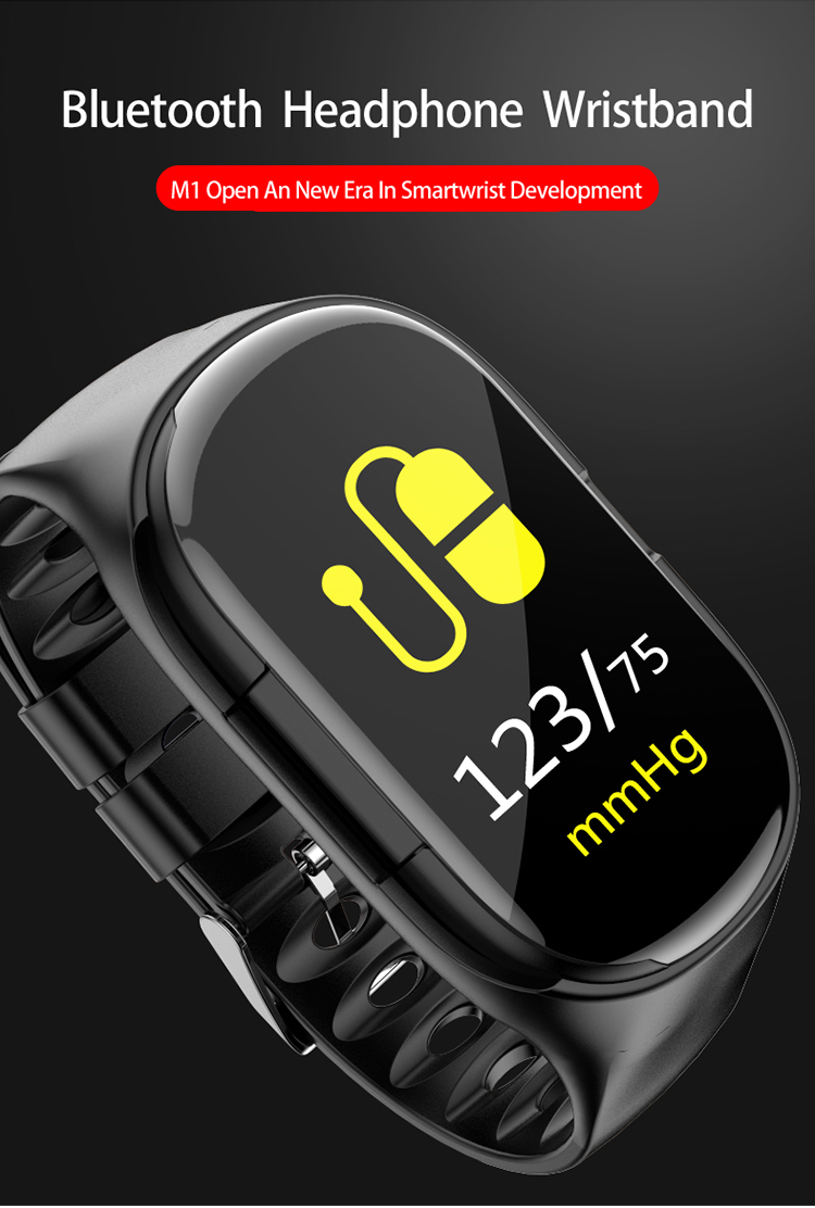 2 In 1 Smart Watch Dual Wireless Earbuds M1 IP65 Fitness Trackers Sport Bracelet Wristband
