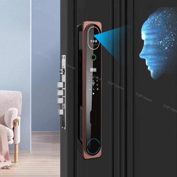 Convenient 4200 Lithium Battery Face Recognition Door Lock with 2pcs Mechanical