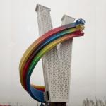 V Shape Modern Stainless Steel Sculpture With LED Decoration