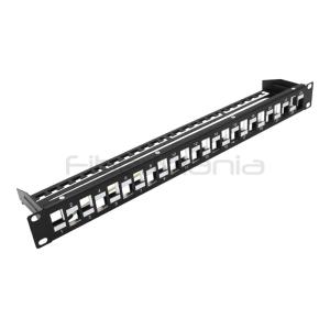 China 19inch 1U 24 Ports STP Staggered Blank Patch Panel For Cable Management factory