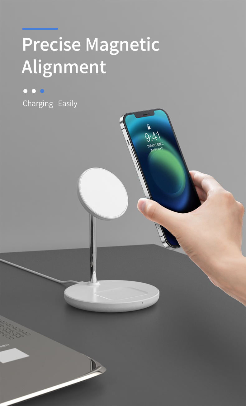 15W ABS Fast Wireless Charging Dock Station for Iphone 15 Pro Max and Watch Qi Magnetic