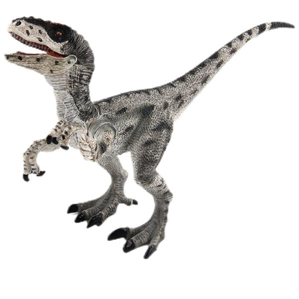Dinosaur Figure Set Realistic Hand Painted Gray Velociraptor Figures with
