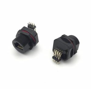 China Waterproof Screw Lock RJ45 Jack, 90 degrees, welded,HULYN factory