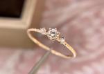Claw Setting 14k Gold Diamond Ring , 0.1 Ct Diamond Ring For Gift