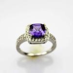 Women Jewelry 925 Silver 7mmx7mm Amethyst Cubic Zirconia Ring(FR024)