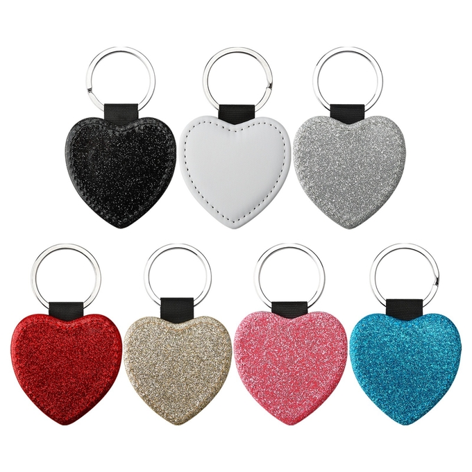 Personalized Sparkle Leather Pendant Key Chain For Sublimation Printing