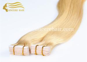 China 24 Inch Blonde Colour Double Drawn Glue Tape In Remy Human Hair Weft Extensions for sale factory