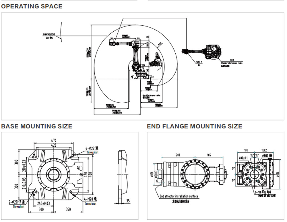 General Industrial Robot In Grinding Polishing Handling Operations Palletizing For Auto Parts Photovoltaic ER70-1900