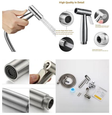 Toilet Bidet Sprayer Faucet Shattaf Set Stainless Steel For Bathroom Health Showering