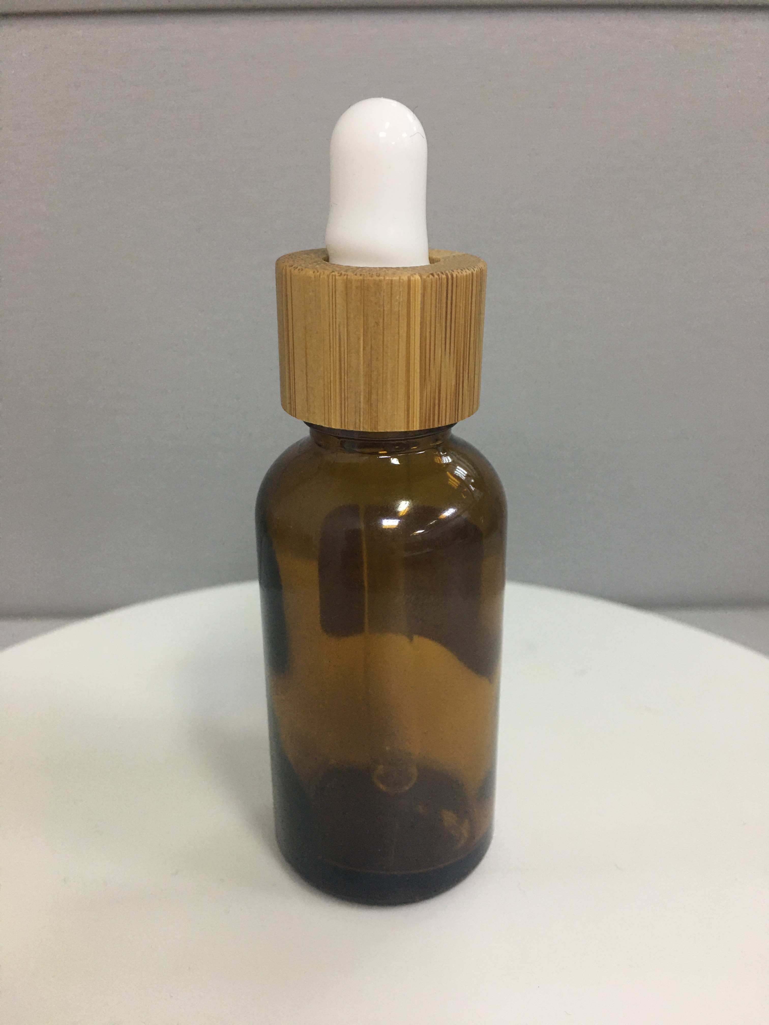 Screw Cap 30ml Bamboo Cosmetic Packaging Boston Glass Dropper Bottle